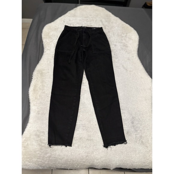 Judy Blue Pants - Judy Blue Joggers Jeans‎ Size 7/28 High Waist Jet Black Style JB88700 Raw Hem